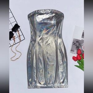 SHEIN ICON Metallic Tube Bodycon Dress😍